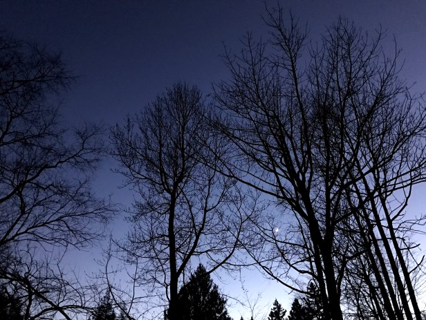 The sun set at 5pm, however there was still some light at the horizon. The moon has already rise
